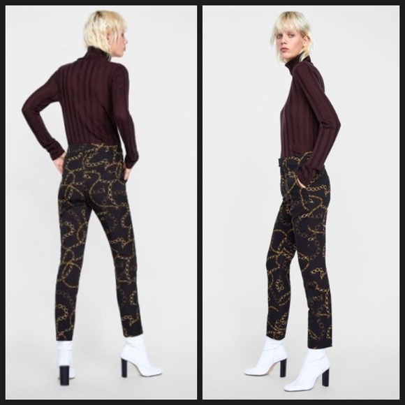 Zara Gold Chain Printed Pants - Picture 3 of 11